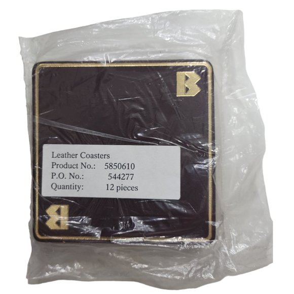 VINTAGE Leather Coasters NWT- Bank of Montreal (Burgundy, Brown, Gold) - Picture 2 of 3